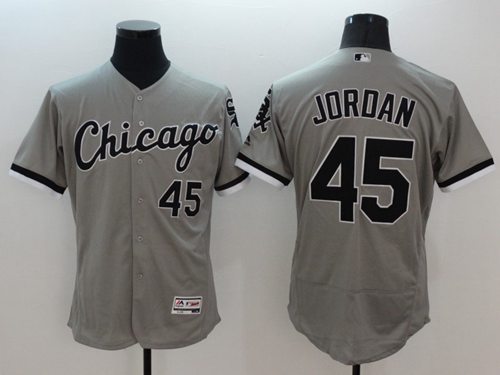 White Sox #45 Michael Jordan Grey Flexbase Authentic Collection Stitched MLB Jersey - Click Image to Close